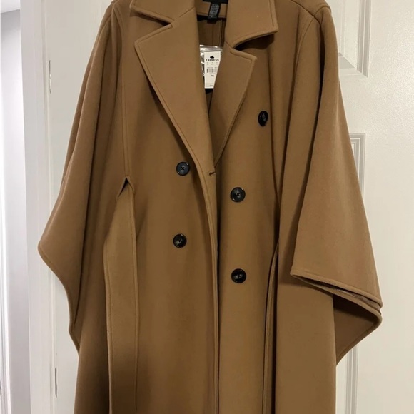 Express Fringe Belted Poncho Coat Butterscotch Camel Women Size M/L $248 - Picture 5 of 11